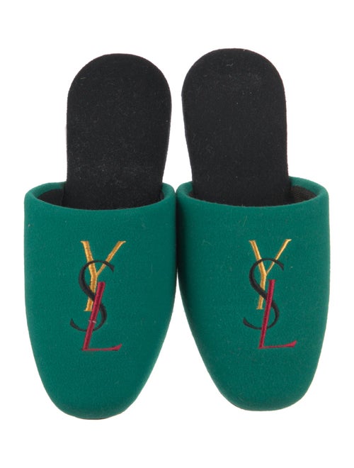 Yves Saint Laurent Graphic Print Embroidered Accent Slides