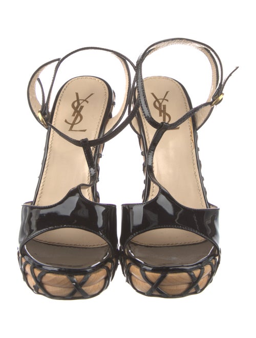 Yves Saint Laurent Patent Leather T-Strap Sandals