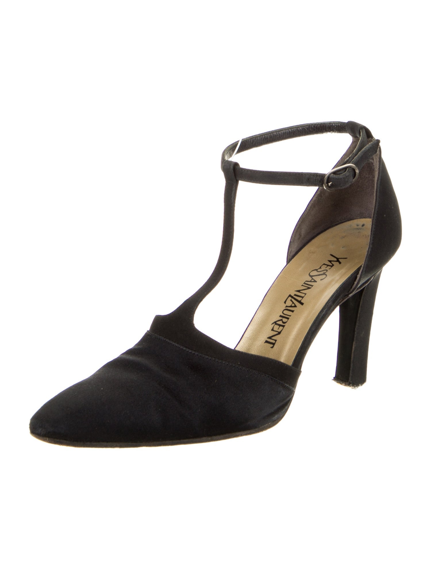 Yves Saint Laurent Satin T-Strap Pumps