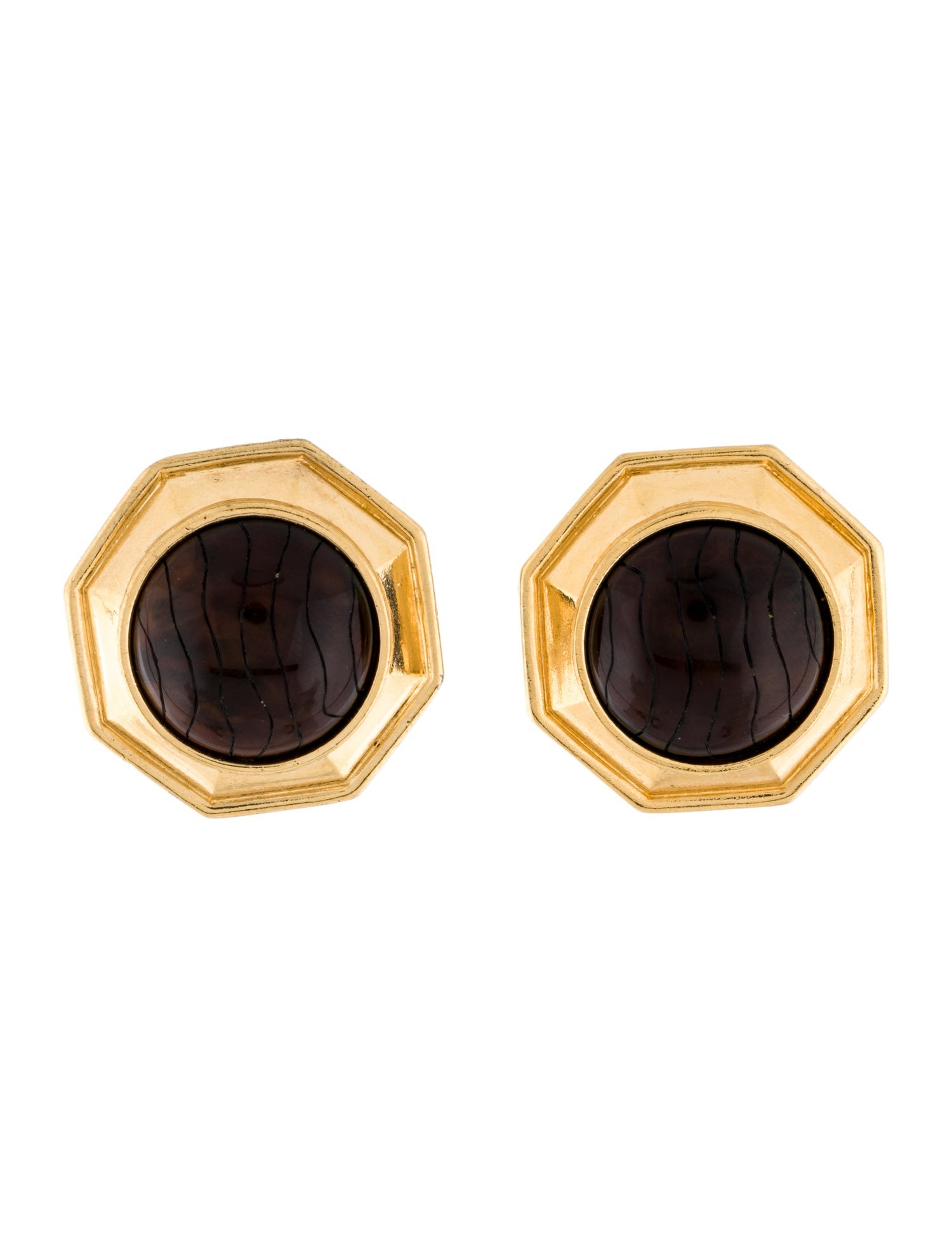 Yves Saint Laurent Resin Octagonal Clip-On Earrings