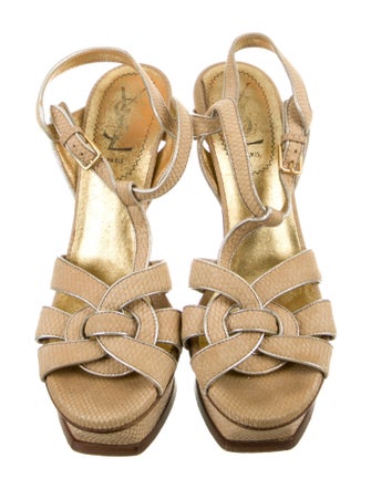 Yves Saint Laurent Suede T-Strap Sandals