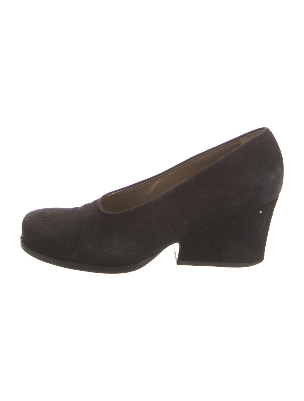 Yves Saint Laurent Suede Pumps Brown Round-Toes Platform