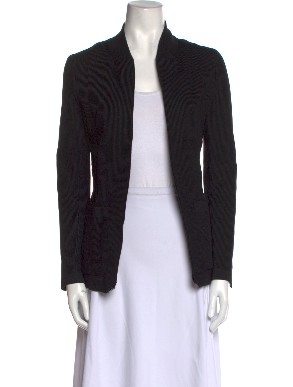 Yves Saint Laurent Silk Cardigan Vintage From the Late 2000's - Early 2010's Collection by Stefano Pilati Black Long Sleeve with Open Front