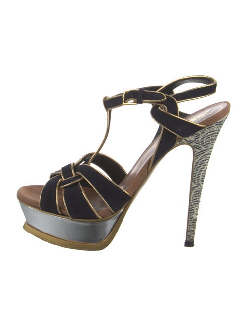 Yves Saint Laurent Suede T-Strap Sandals