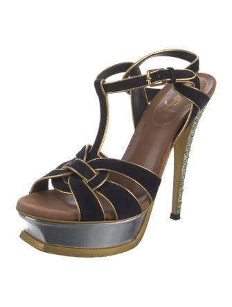 Yves Saint Laurent Suede T-Strap Sandals