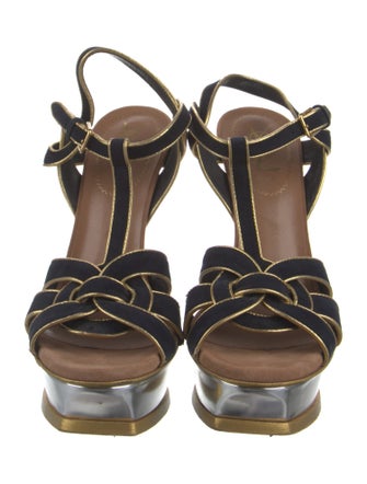Yves Saint Laurent Suede T-Strap Sandals