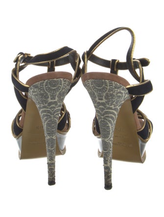 Yves Saint Laurent Suede T-Strap Sandals
