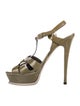 Yves Saint Laurent Rive Gauche Patent Leather T-Strap Sandals