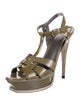 Yves Saint Laurent Rive Gauche Patent Leather T-Strap Sandals