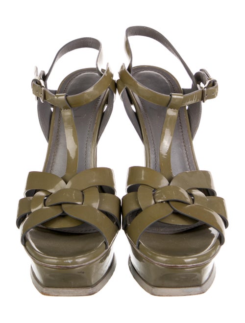 Yves Saint Laurent Rive Gauche Patent Leather T-Strap Sandals