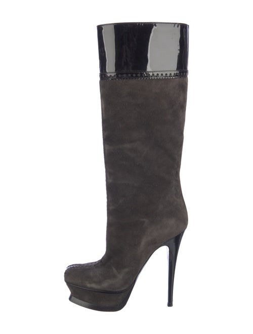 Yves Saint Laurent Suede Lasercut Accents Boots