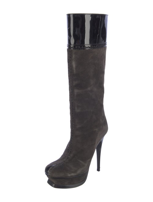 Yves Saint Laurent Suede Lasercut Accents Boots