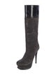 Yves Saint Laurent Suede Lasercut Accents Boots