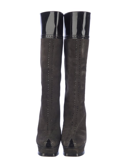Yves Saint Laurent Suede Lasercut Accents Boots