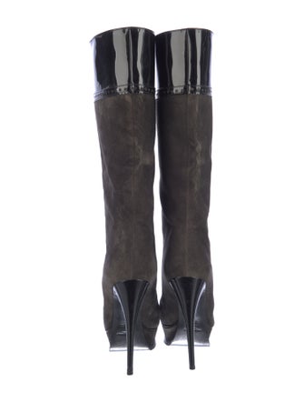 Yves Saint Laurent Suede Lasercut Accents Boots