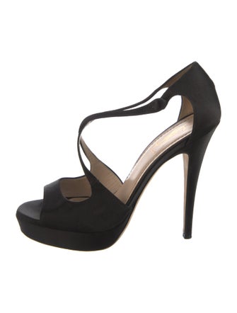 Yves Saint Laurent Rive Gauche Satin Cutout Accent D'Orsay Pumps