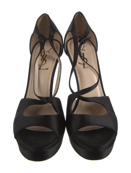 Yves Saint Laurent Rive Gauche Satin Cutout Accent D'Orsay Pumps