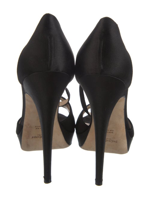 Yves Saint Laurent Rive Gauche Satin Cutout Accent D'Orsay Pumps