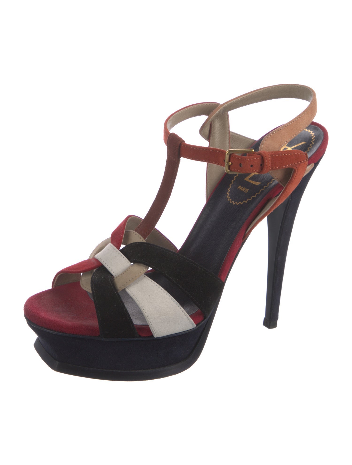 Yves Saint Laurent Suede T-Strap Sandals