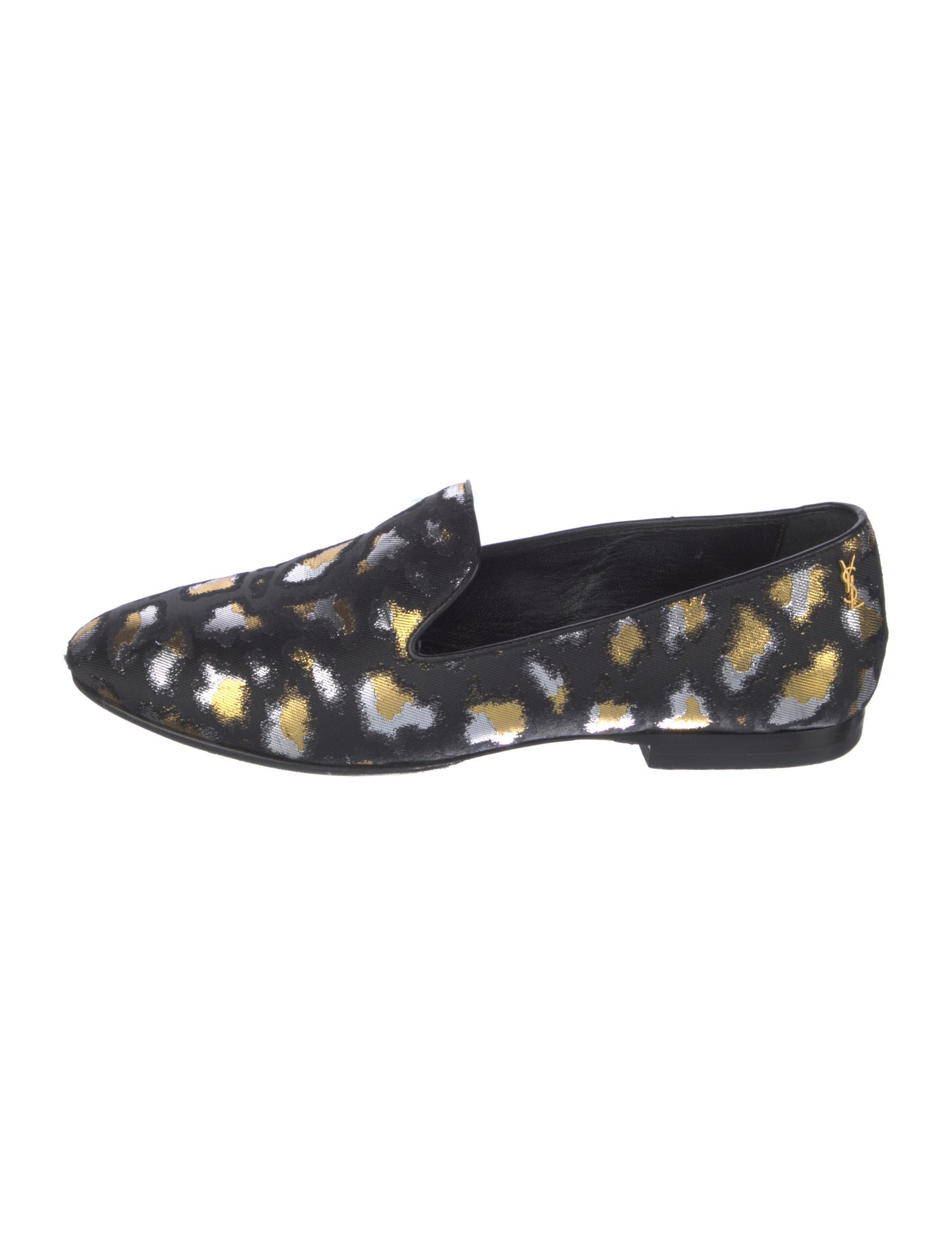 Yves Saint Laurent Animal Print Glitter Accents Loafers
