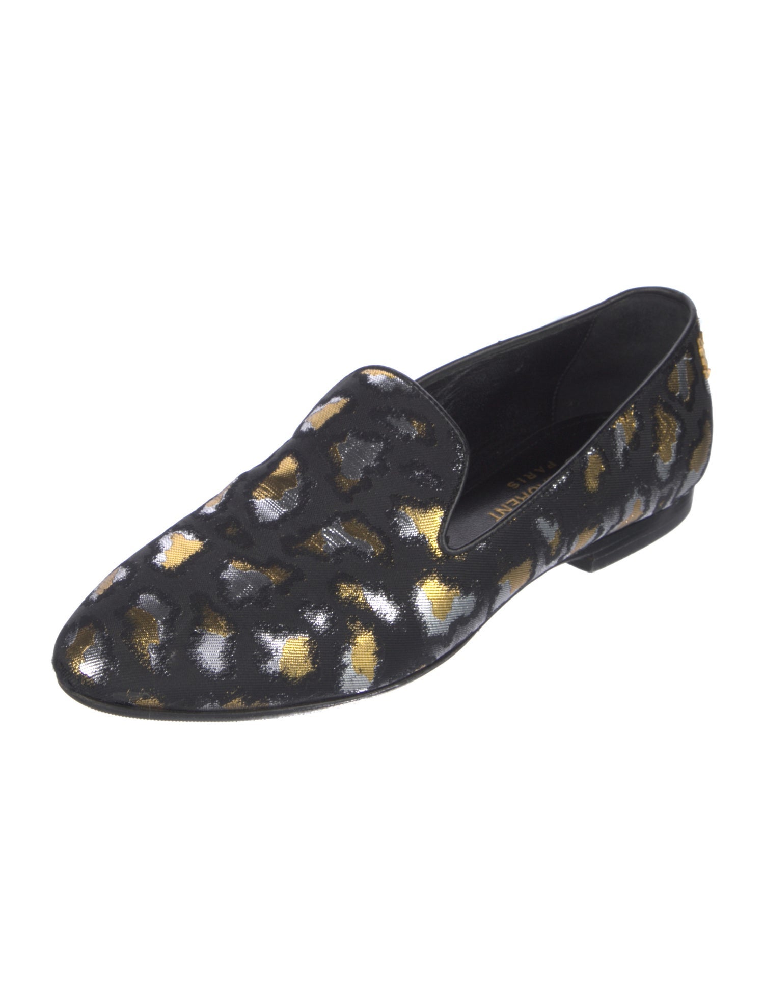 Yves Saint Laurent Animal Print Glitter Accents Loafers