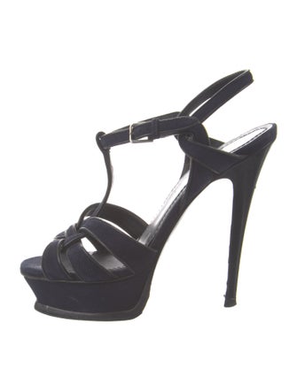 Yves Saint Laurent Suede T-Strap Sandals