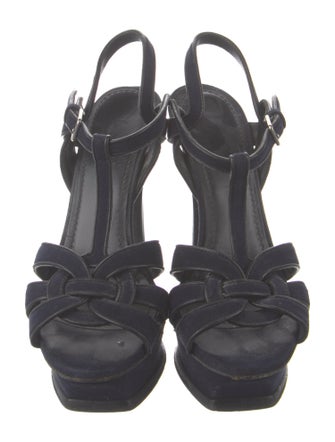 Yves Saint Laurent Suede T-Strap Sandals
