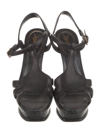 Yves Saint Laurent Rive Gauche Leather T-Strap Sandals