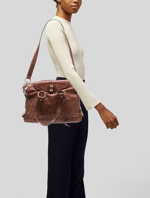 Yves Saint Laurent Ostrich Crossbody Bag