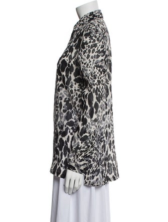 Yves Saint Laurent Animal Print Long Sleeve Button-Up Top