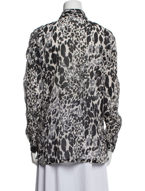 Yves Saint Laurent Animal Print Long Sleeve Button-Up Top
