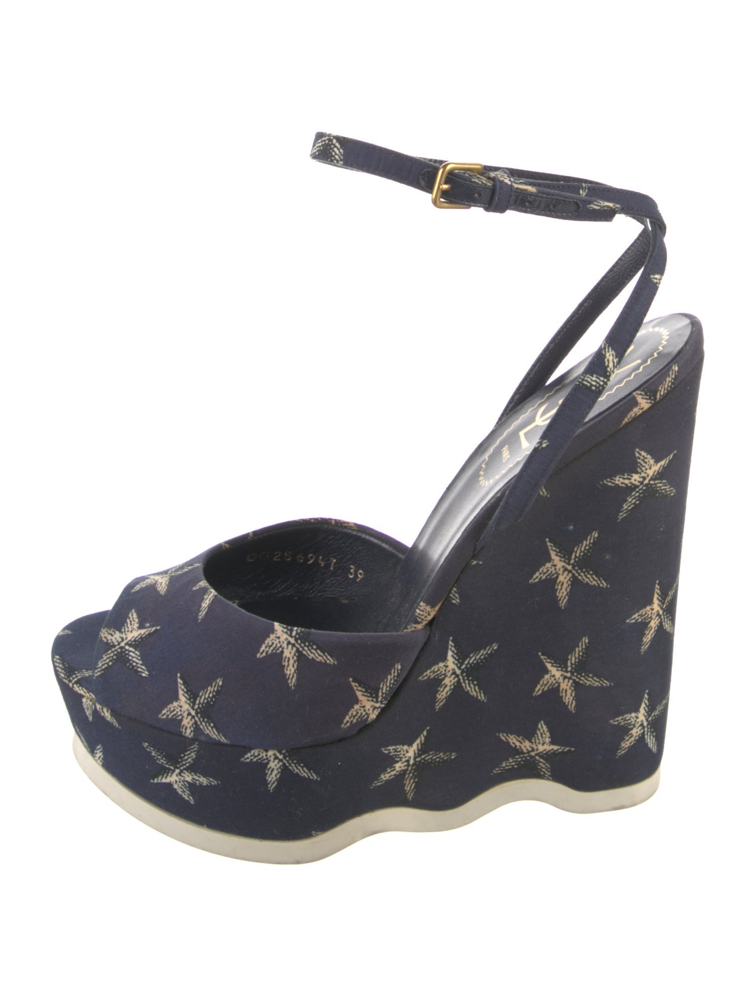 Yves Saint Laurent Canvas Floral Print Slingback Sandals