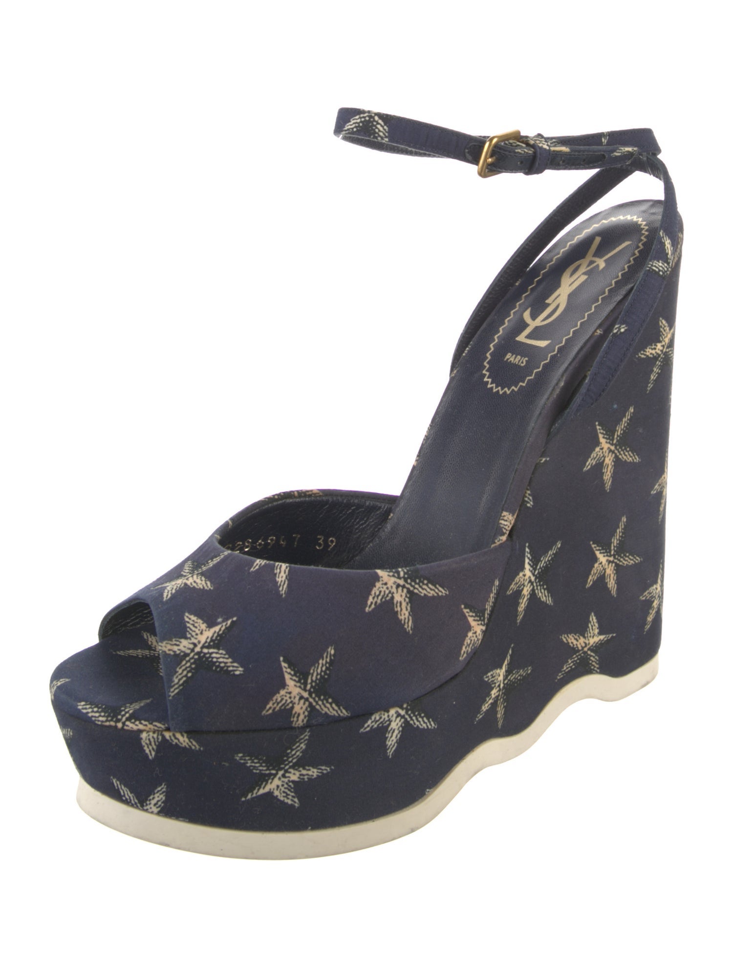 Yves Saint Laurent Canvas Floral Print Slingback Sandals