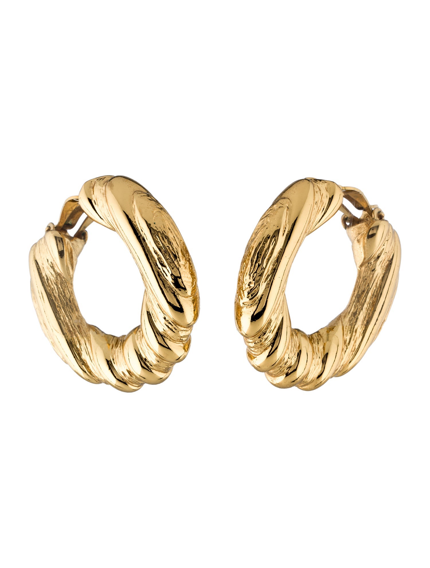 Yves Saint Laurent Vintage Textured Clip-On Hoop Earrings