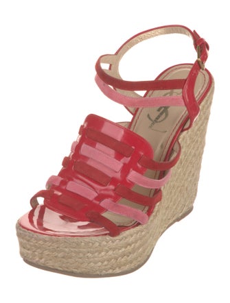 Yves Saint Laurent Patent Leather Braided Accents Espadrilles