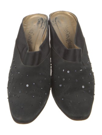 Yves Saint Laurent Satin Sequin Embellishments Mules