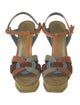 Yves Saint Laurent Rive Gauche Suede Striped T-Strap Sandals