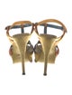 Yves Saint Laurent Rive Gauche Suede Striped T-Strap Sandals