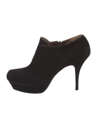 Yves Saint Laurent Suede Leather Trim Embellishment Lace-Up Boots