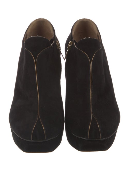 Yves Saint Laurent Suede Leather Trim Embellishment Lace-Up Boots