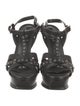 Yves Saint Laurent Leather Studded Accents T-Strap Sandals