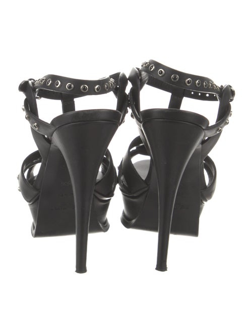 Yves Saint Laurent Leather Studded Accents T-Strap Sandals