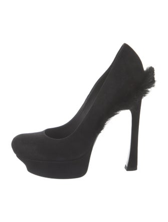 Yves Saint Laurent Suede Fringe Trim Accent Pumps