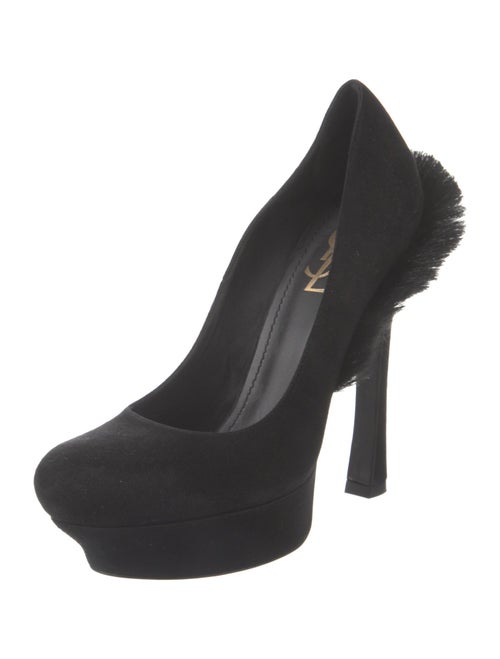 Yves Saint Laurent Suede Fringe Trim Accent Pumps