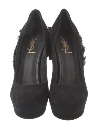 Yves Saint Laurent Suede Fringe Trim Accent Pumps