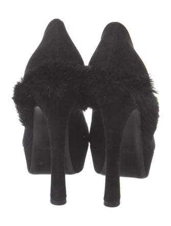 Yves Saint Laurent Suede Fringe Trim Accent Pumps