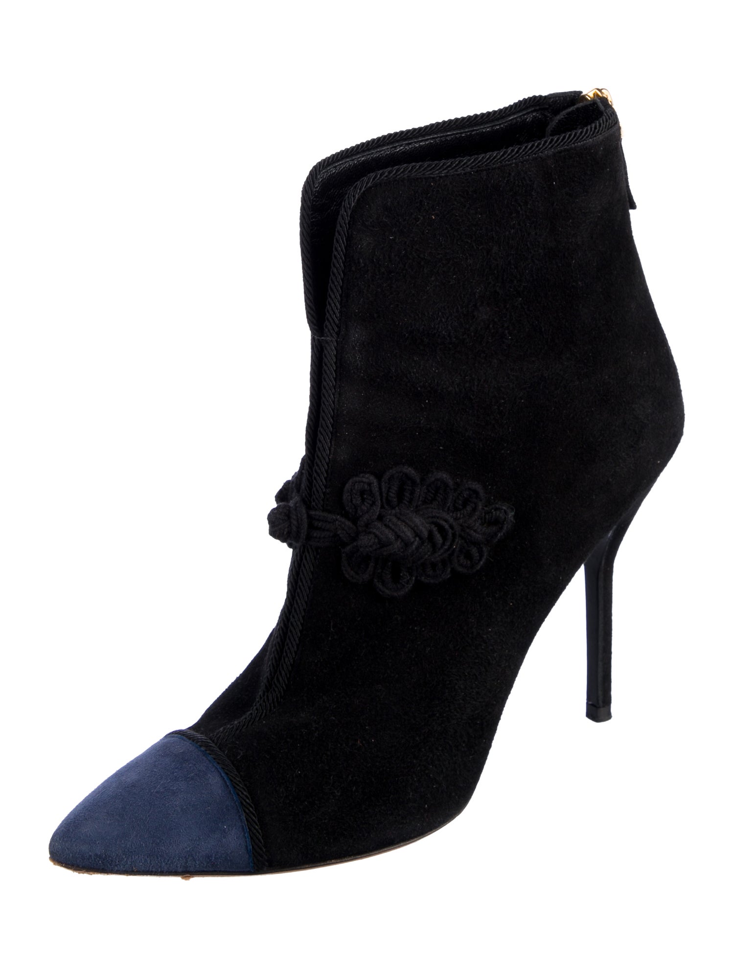 Yves Saint Laurent Suede Embroidered Accent Boots