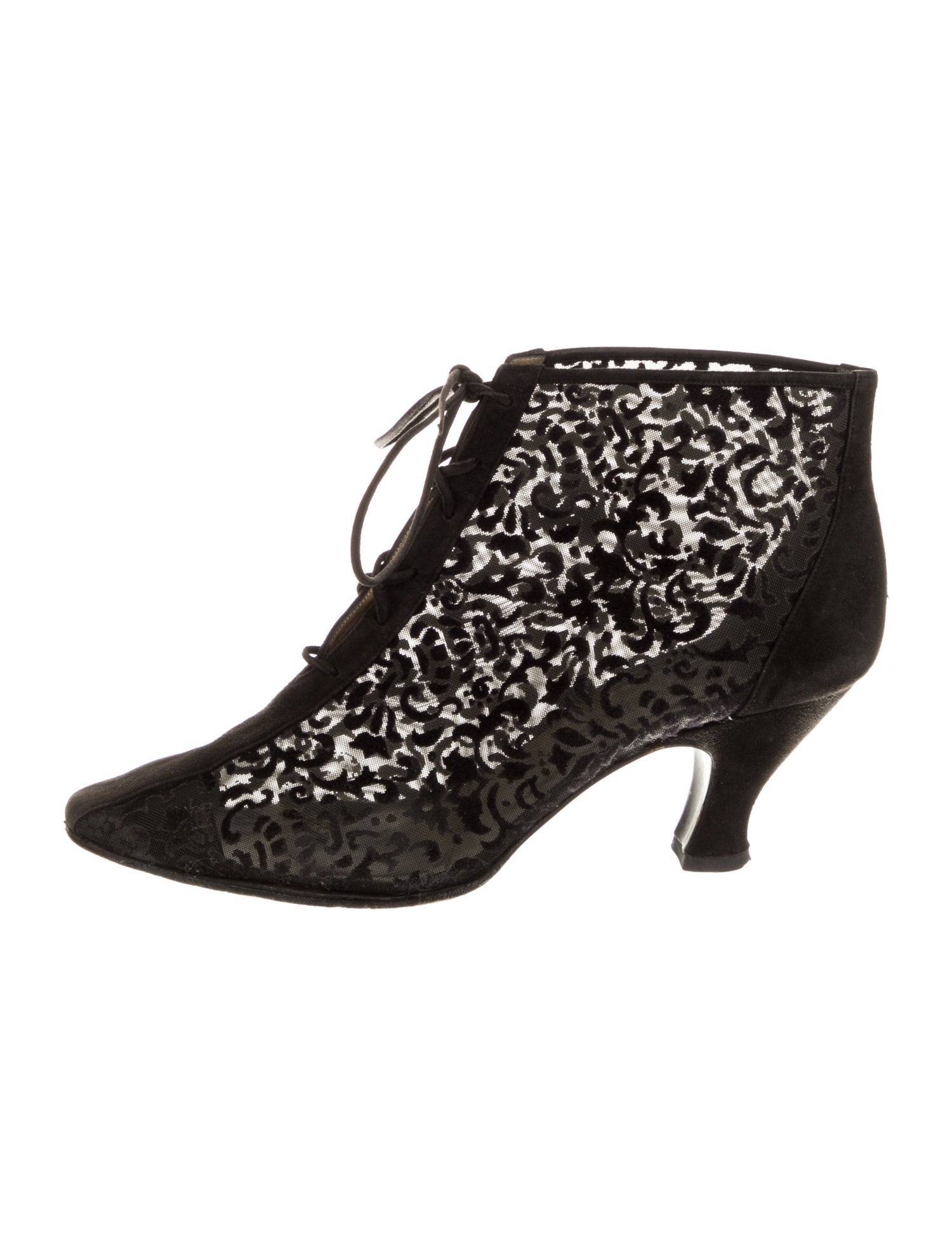 Yves Saint Laurent Mesh Mesh Accents Lace-Up Boots