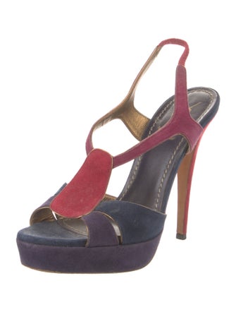 Yves Saint Laurent Suede T-Strap Sandals