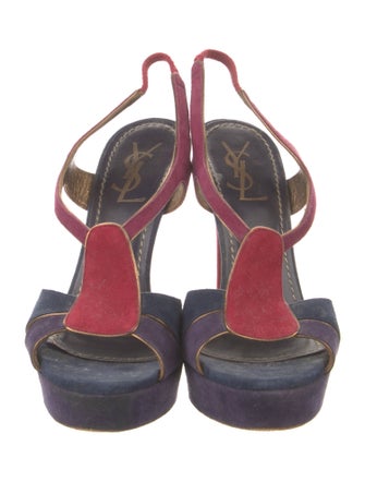 Yves Saint Laurent Suede T-Strap Sandals